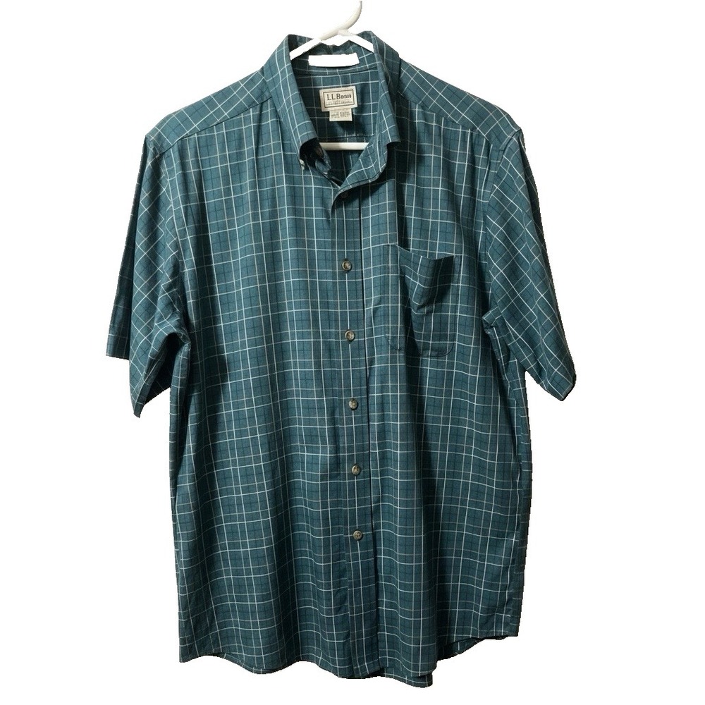 LL Bean men's shirt M plaid casual preppy grandpacore breathable outdoor